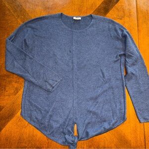 J Jill women’s dark blue cotton poly pullover knit sweater tie front small